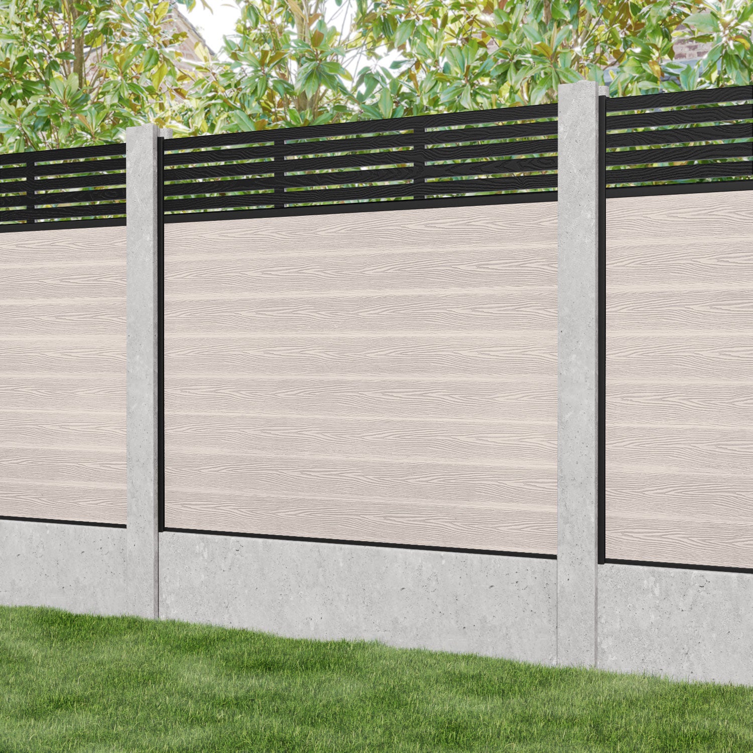Classic Aspen Fence Panel - Mid Stone - for existing concrete posts