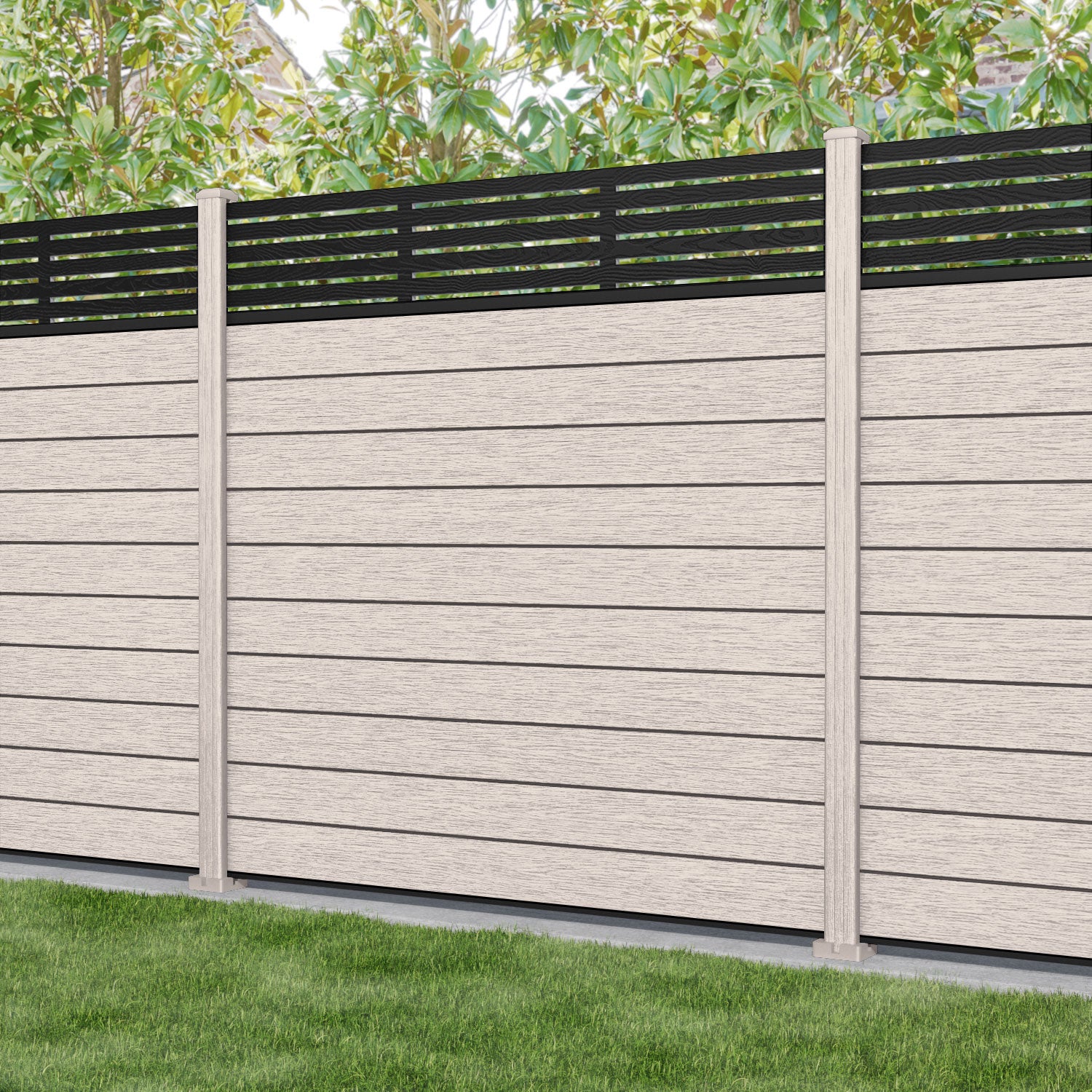 Fusion Aspen Fence Panel - Mid Stone - with our composite posts