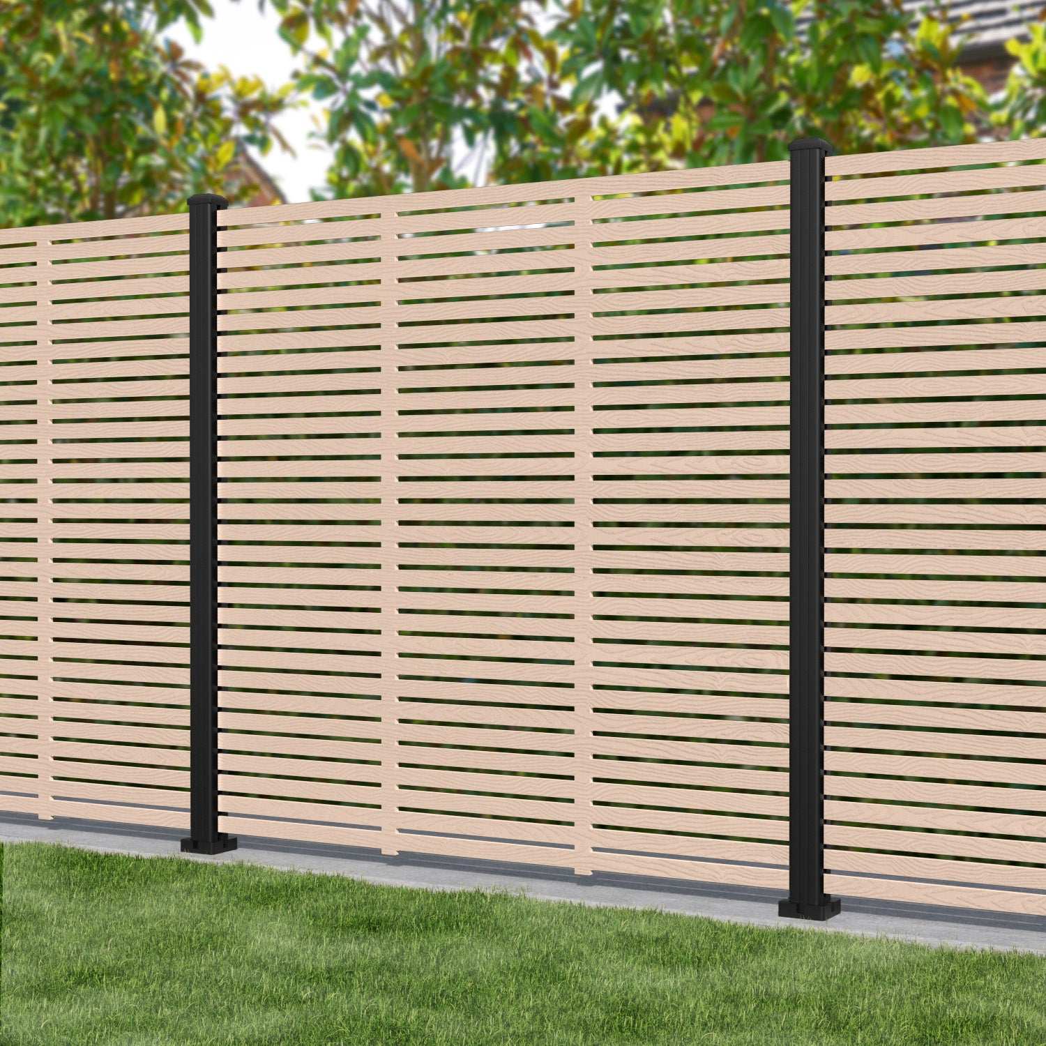 Aspen slatted fence (inc aluminium posts) – Charles & Ivy