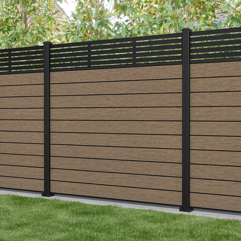 Fusion Aspen Fence Panel - Teak - with our aluminium posts