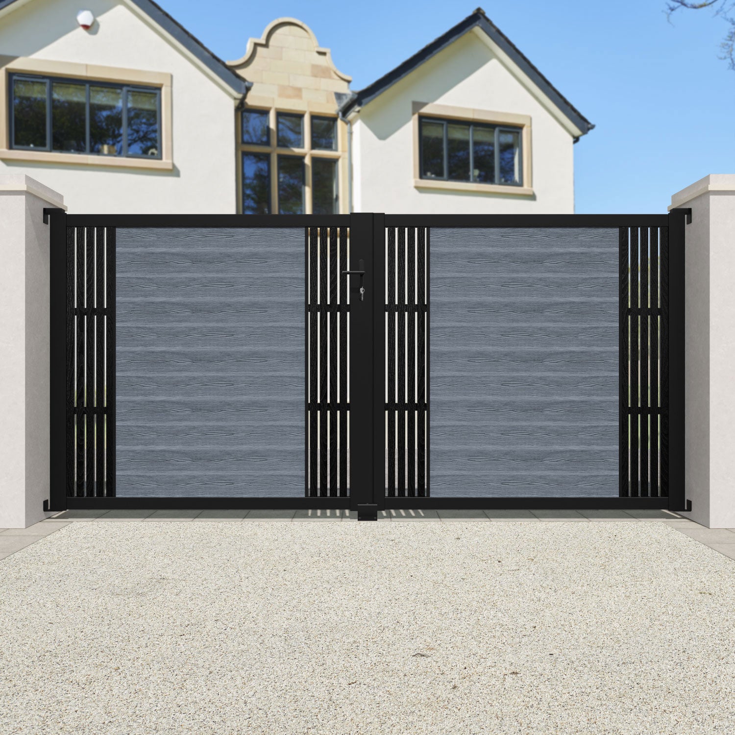 Classic Aspen Straight Top Driveway Gate - Anthracite - Middle & End Screen