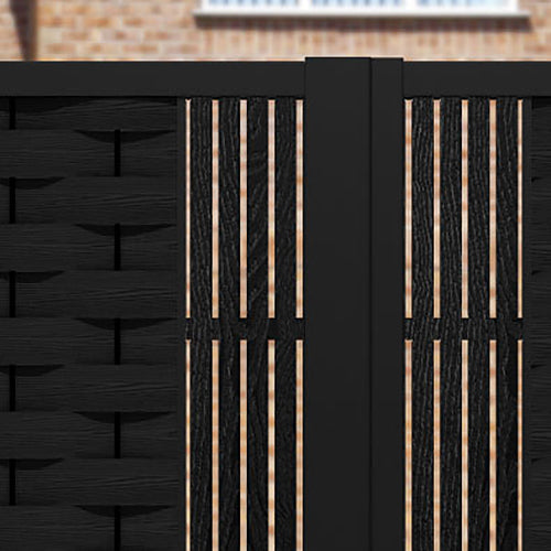 Ripple Aspen Straight Top Driveway Gate - Black - Middle & End Screen