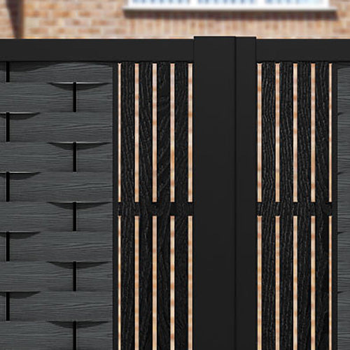 Ripple Aspen Straight Top Driveway Gate - Dark Grey - Middle & End Screen