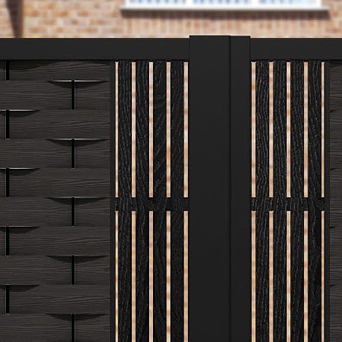 Ripple Aspen Straight Top Driveway Gate - Dark Oak - Middle Screen
