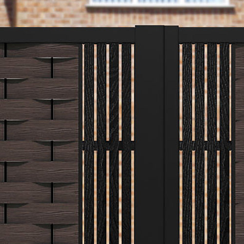 Ripple Aspen Straight Top Driveway Gate - Mid Brown - Middle Screen