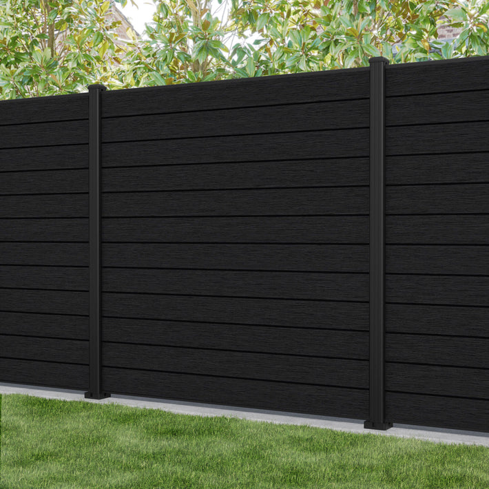 Fusion Fence Panel - Black - with our aluminium posts