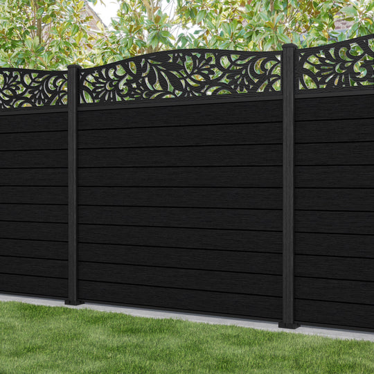 Fusion Heritage Curved Top Fence Panel - Black - with our composite posts