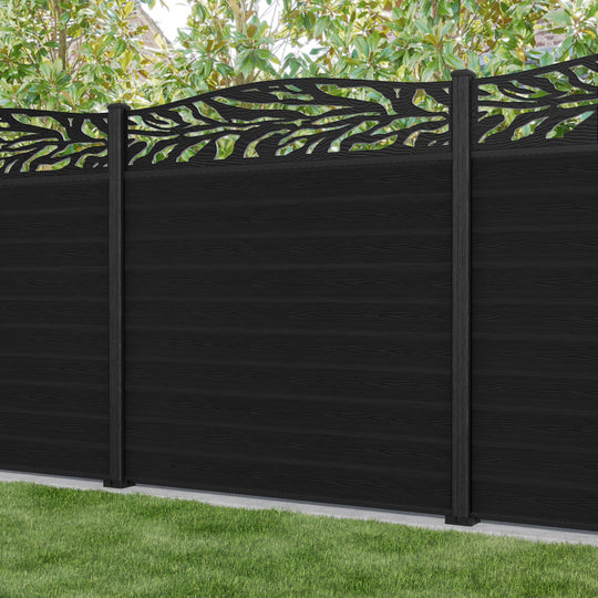 Classic Malawi Curved Top Fence Panel - Black - with our composite posts