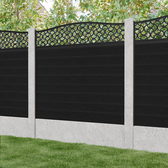 Classic Vida Curved Top Fence Panel - Black - for existing concrete posts