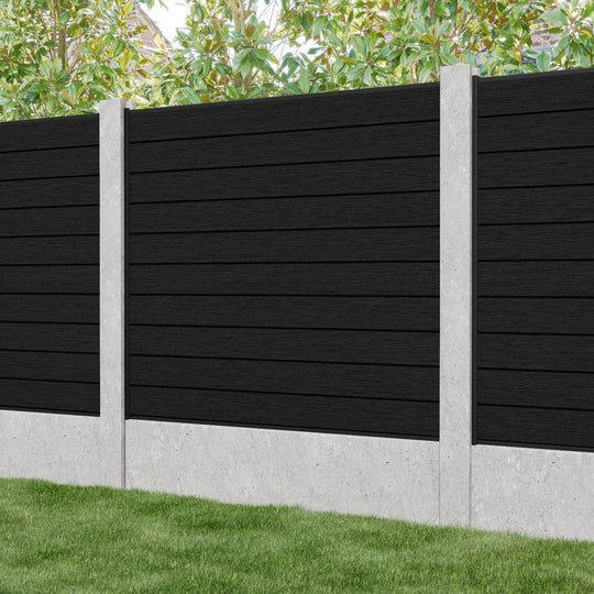 Fusion Fence Panel - Black - for existing concrete posts