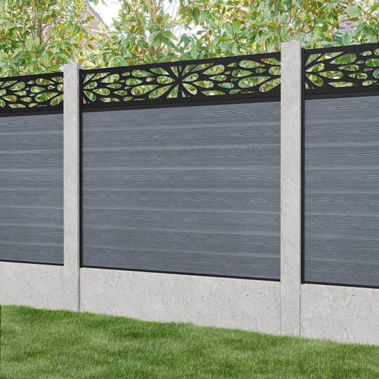 Classic Blossom Fence Panel - Anthracite - for existing concrete posts