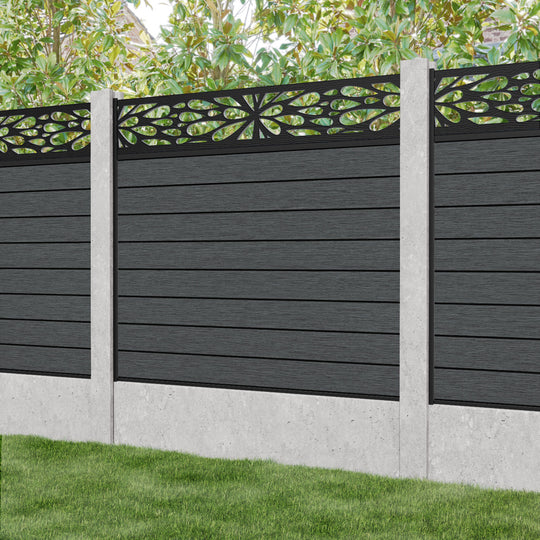 Fusion Blossom Fence Panel - Dark Grey - for existing concrete posts