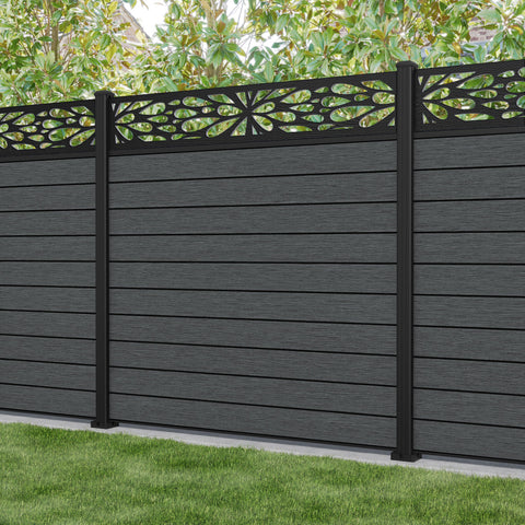 Fusion Blossom Fence Panel - Dark Grey - with our aluminium posts