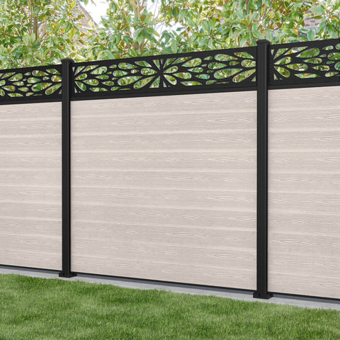 Classic Blossom Fence Panel - Mid Stone - with our aluminium posts