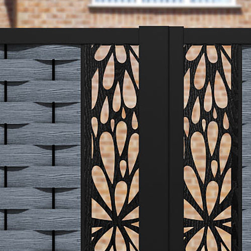 Ripple Blossom Straight Top Driveway Gate - Anthracite - Middle & End Screen