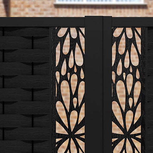 Ripple Blossom Straight Top Driveway Gate - Black - Middle Screen