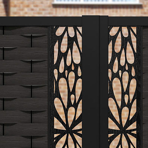 Ripple Blossom Straight Top Driveway Gate - Dark Oak - Middle & End Screen