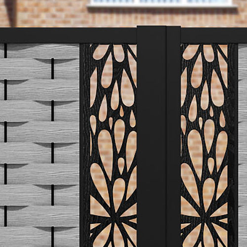 Ripple Blossom Straight Top Driveway Gate - Light Grey - Middle & End Screen