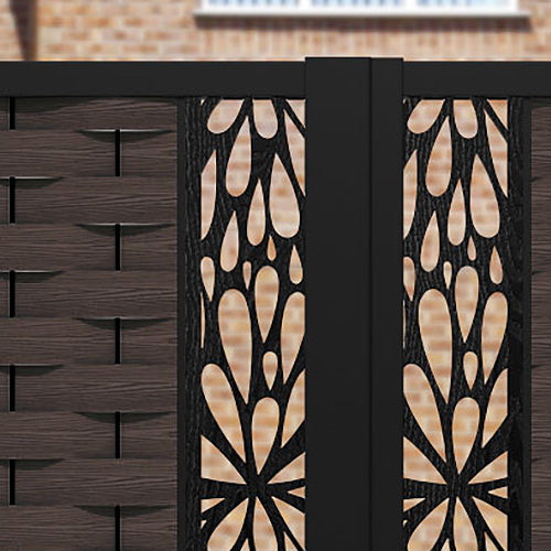 Ripple Blossom Straight Top Driveway Gate - Mid Brown - Middle & End Screen