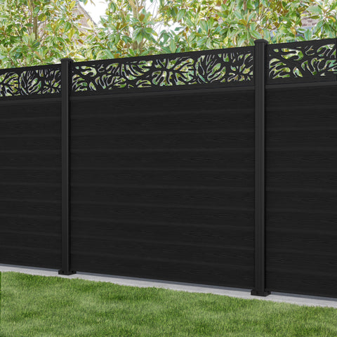 Classic Botanic Fence Panel - Black - with our aluminium posts