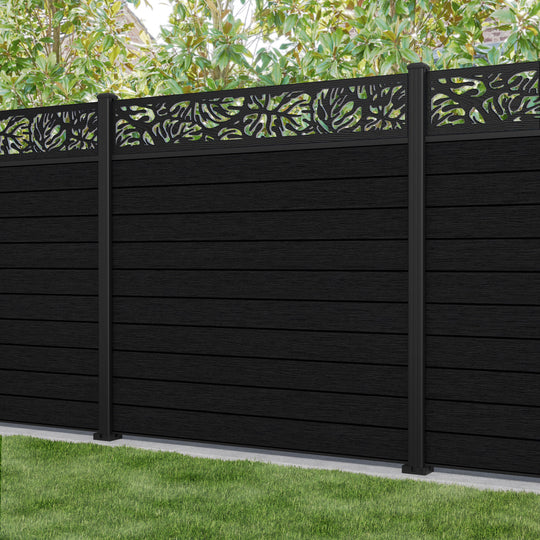 Fusion Botanic Fence Panel - Black - with our aluminium posts