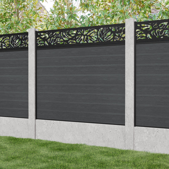 Classic Botanic Fence Panel - Dark Grey - for existing concrete posts
