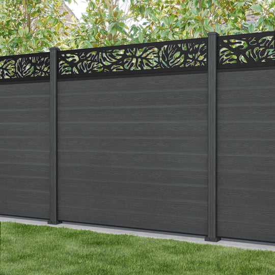 Classic Botanic Fence Panel - Dark Grey - with our composite posts