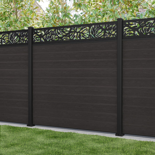 Classic Botanic Fence Panel - Dark Oak - with our aluminium posts