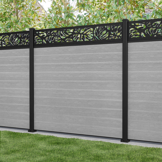 Classic Botanic Fence Panel - Light Grey - with our aluminium posts