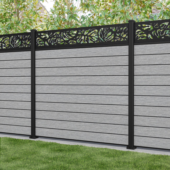 Fusion Botanic Fence Panel - Light Grey - with our aluminium posts