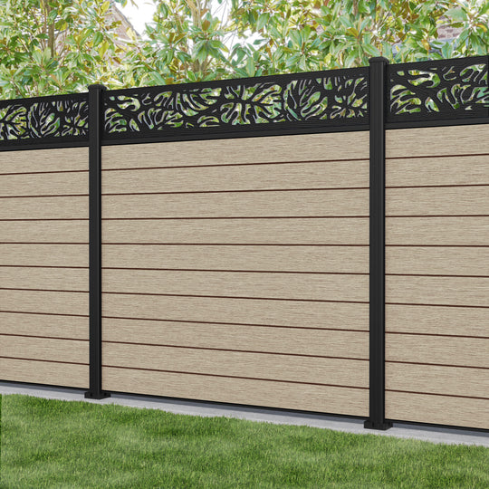 Fusion Botanic Fence Panel - Light Oak - with our aluminium posts