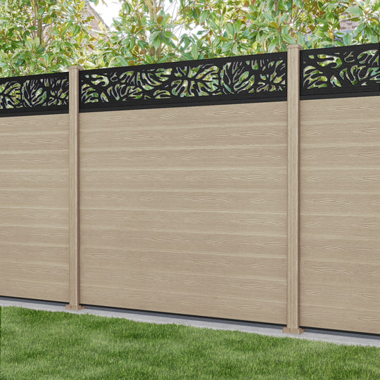 Classic Botanic Fence Panel - Light Oak - with our composite posts