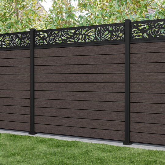 Fusion Botanic Fence Panel - Mid Brown - with our aluminium posts