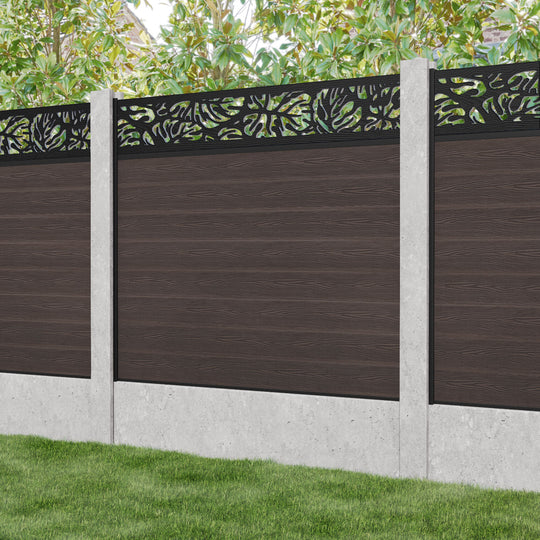 Classic Botanic Fence Panel - Mid Brown - for existing concrete posts