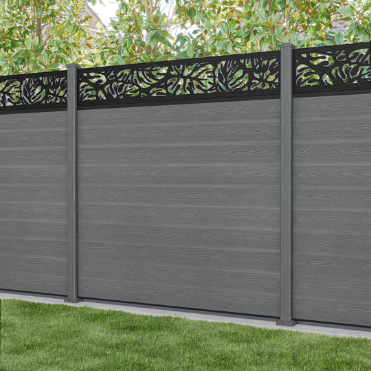 Classic Botanic Fence Panel - Mid Grey - with our composite posts