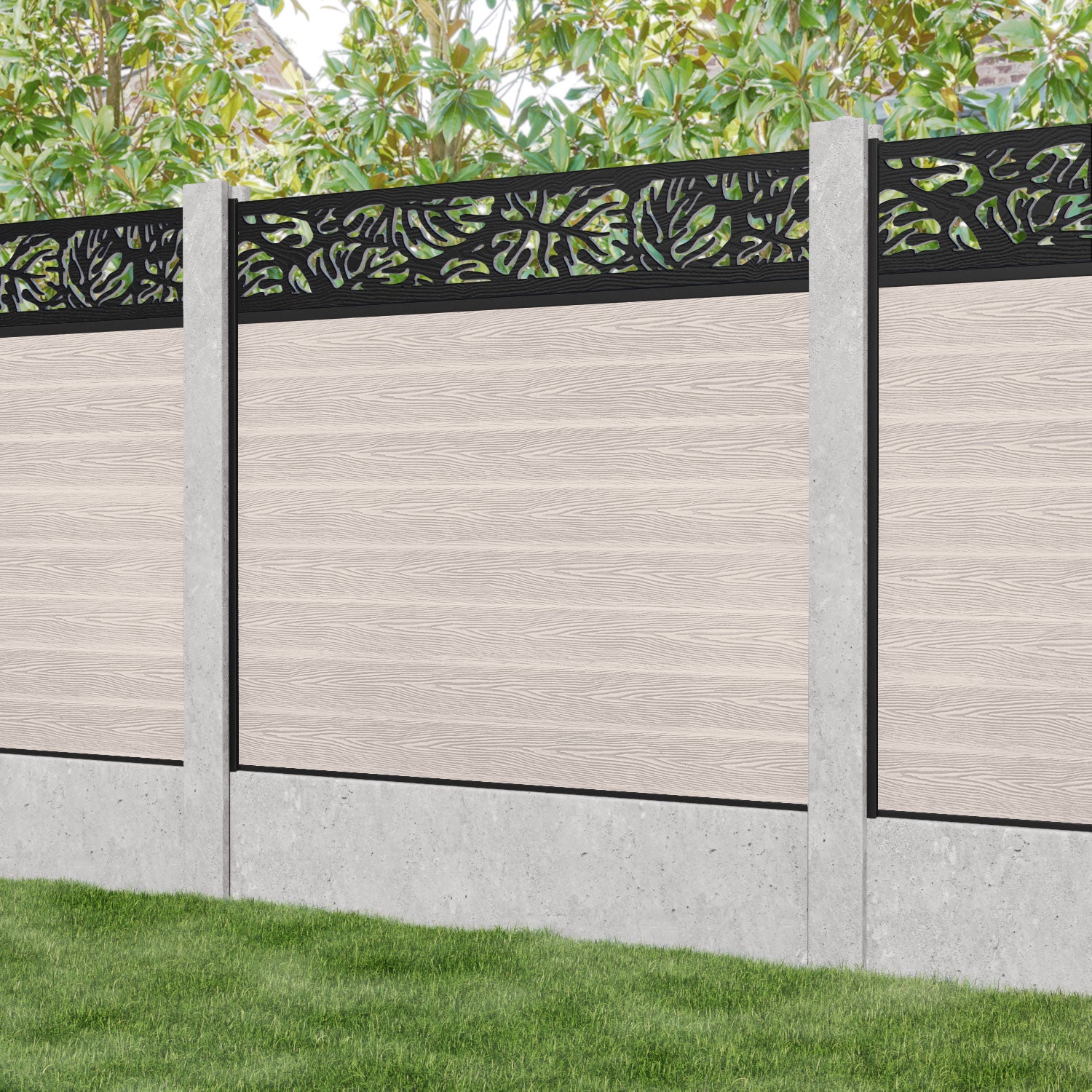 Classic Botanic Fence Panel - Mid Stone - for existing concrete posts