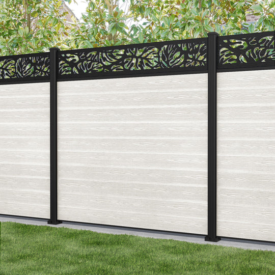 Classic Botanic Fence Panel - Light Stone - with our aluminium posts