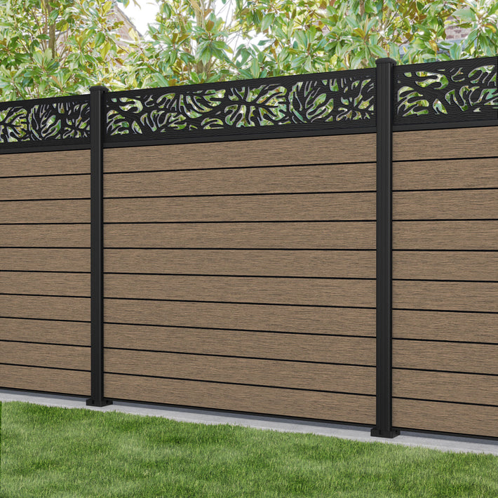 Fusion Botanic Fence Panel - Teak - with our aluminium posts