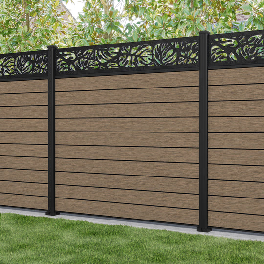 Fusion Botanic Fence Panel - Teak - with our aluminium posts