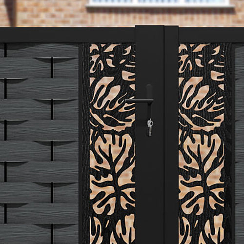 Ripple Botanic Straight Top Driveway Gate - Dark Grey - Middle Screen
