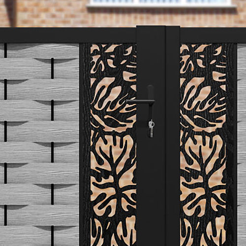 Ripple Botanic Straight Top Driveway Gate - Light Grey - Middle & End Screen