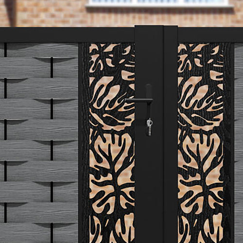 Ripple Botanic Straight Top Driveway Gate - Mid Grey - Middle & End Screen