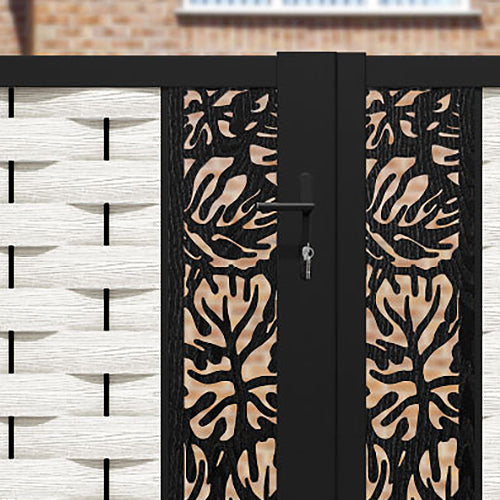 Ripple Botanic Straight Top Driveway Gate - Light Stone - Middle Screen