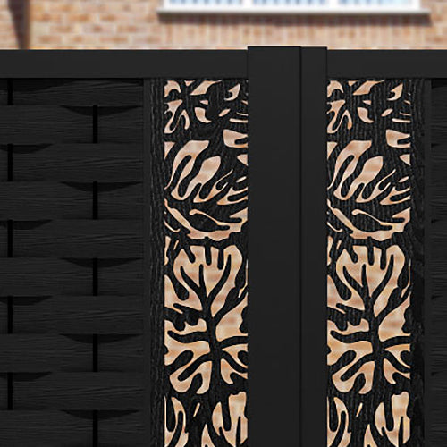 Ripple Botanic Straight Top Driveway Gate - Black - Middle & End Screen