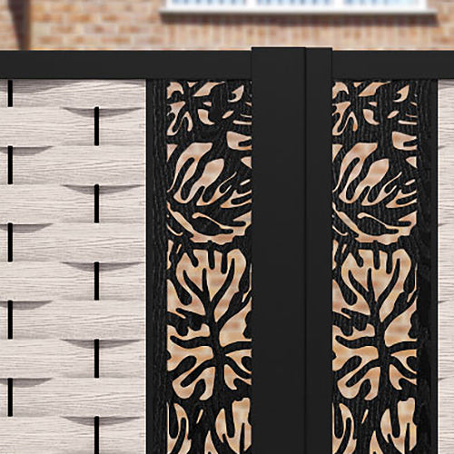 Ripple Botanic Straight Top Driveway Gate - Mid Stone - Middle Screen