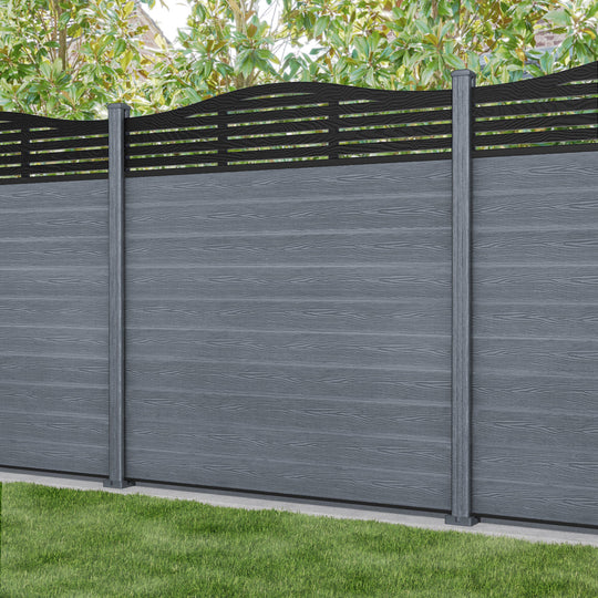 Classic Aspen Curved Top Fence Panel - Anthracite - with our composite posts