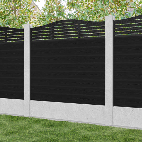 Fusion Aspen Curved Top Fence Panel - Black - for existing concrete posts