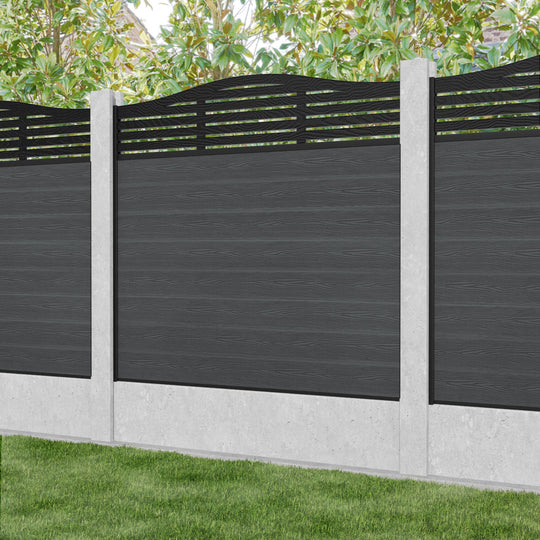 Classic Aspen Curved Top Fence Panel - Dark Grey - for existing concrete posts
