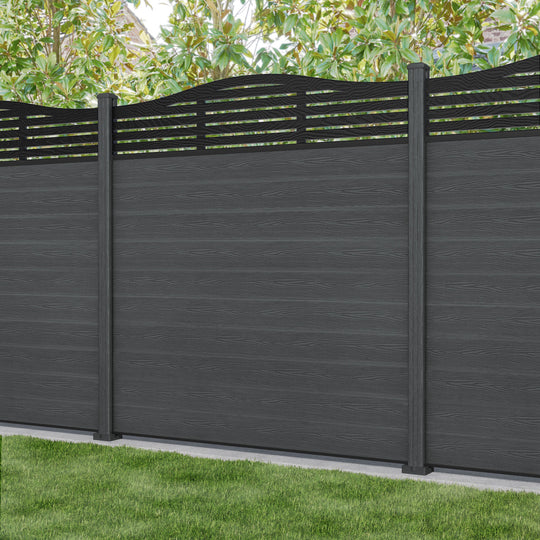 Classic Aspen Curved Top Fence Panel - Dark Grey - with our composite posts