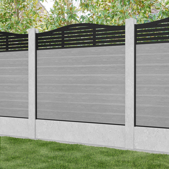 Classic Aspen Curved Top Fence Panel - Light Grey - for existing concrete posts